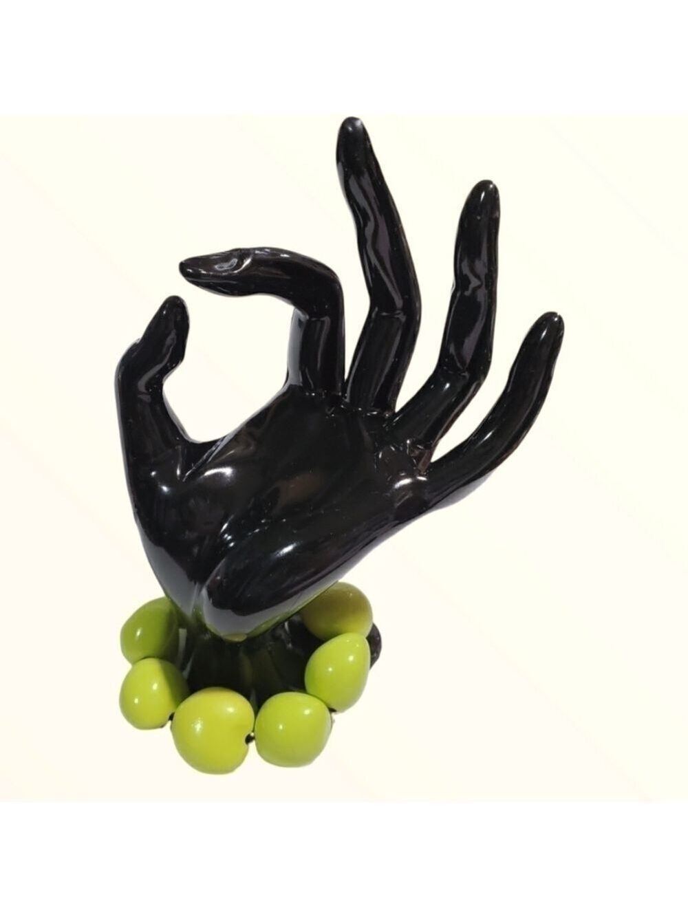 Hand painted Hawaiian Kukui Nut stretch elastic Bracelet apple green